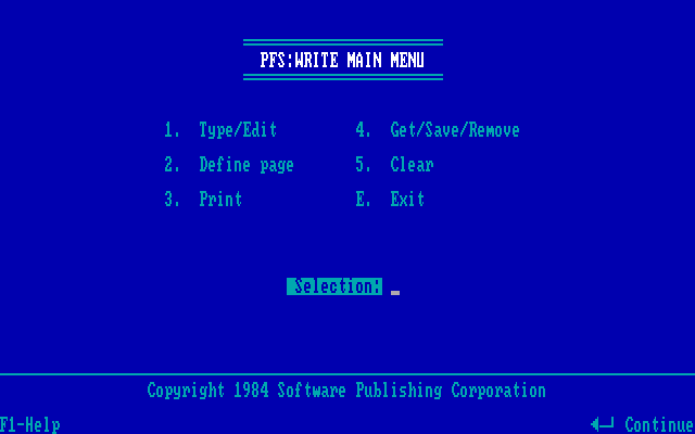 PFS Write B00 - Menu