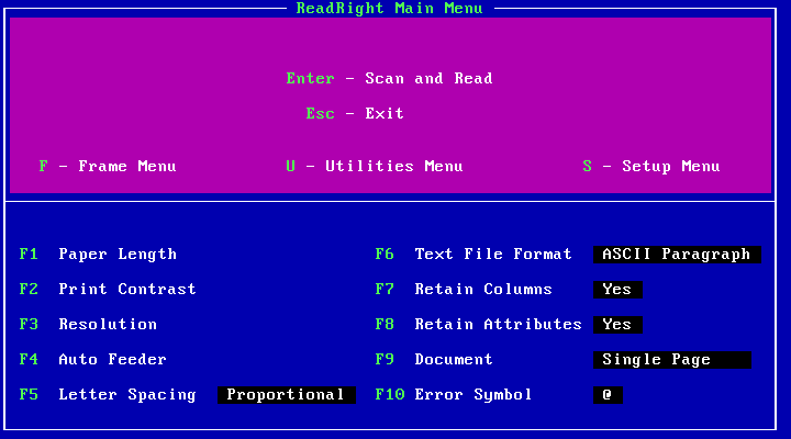 ReadRight 2.0 - Menu