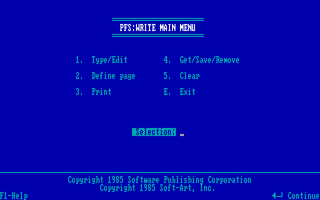 PFS Write C00 - Menu