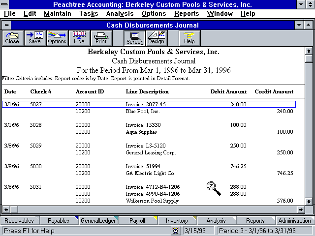 Peachtree Complete Accounting Plus Time-Billing Version 4 - Report