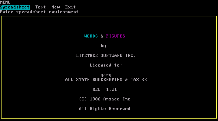Words and Figures 1.01 - Menu