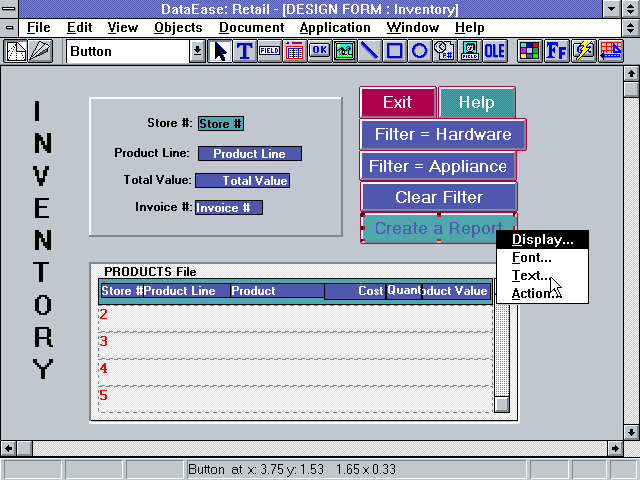 DataEase 1.0 for Windows - Form