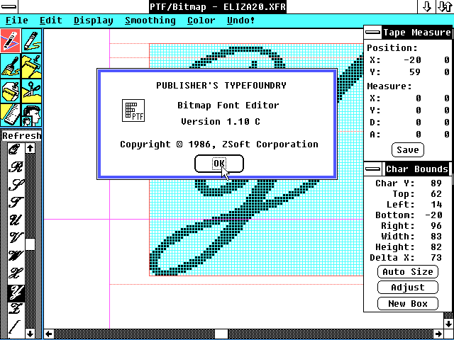Publishers Typefoundry 1.10 - Bitmap Editor