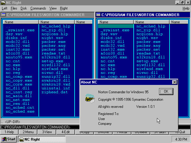 Norton Commander 1.01 - About