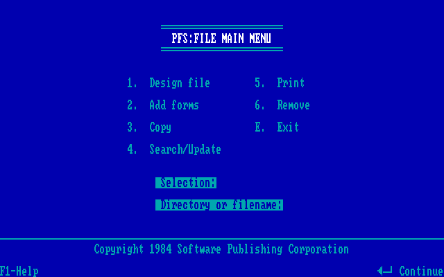 PFS File B01 - Menu