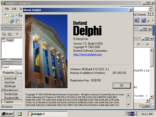 Borland Delphi 7.0 - About