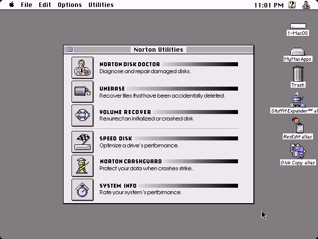 Norton Utilities 3.5.3 for Macintosh - Menu