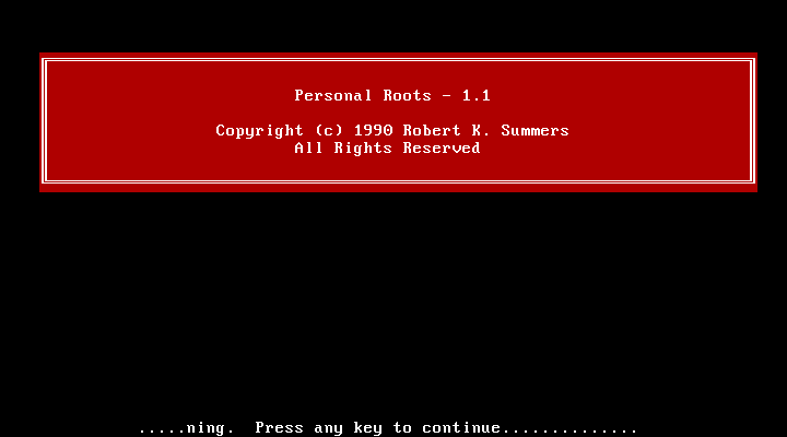 Personal Roots 1.1 - Splash