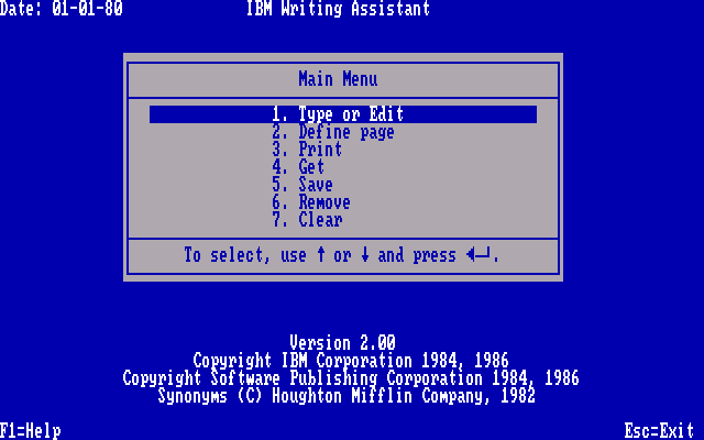 IBM Writing Assistiant - Menu