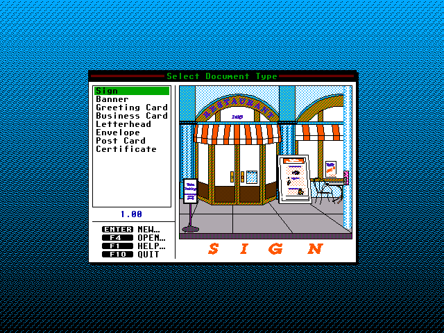 Instant Artist 1.0 for DOS - Menu