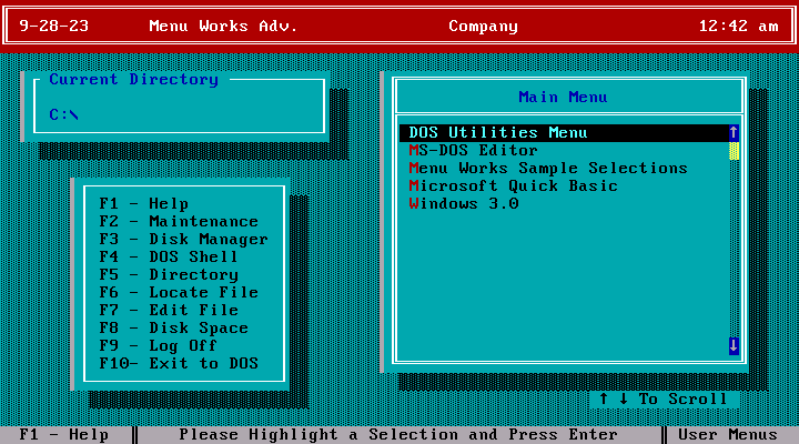Menu Works Advanced 2.00 - Menu