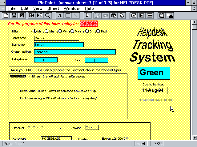 PinPoint 3.11d - Answer Sheet