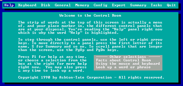 Ashton-Tate Control Room - Welcome