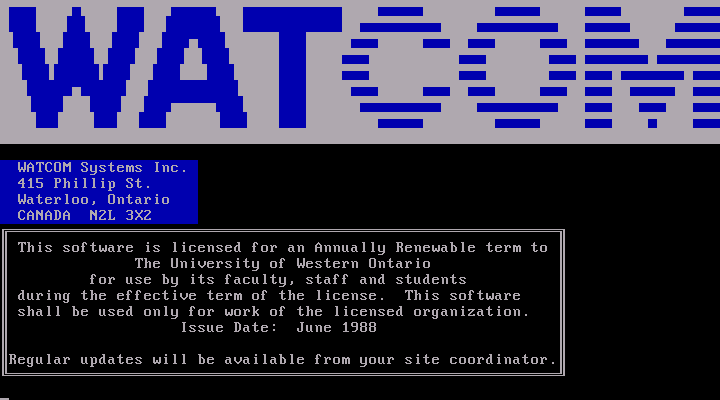 Watcom Pascal 3.5 - Splash