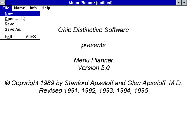 ODS Menu Planner 5.0 - Splash
