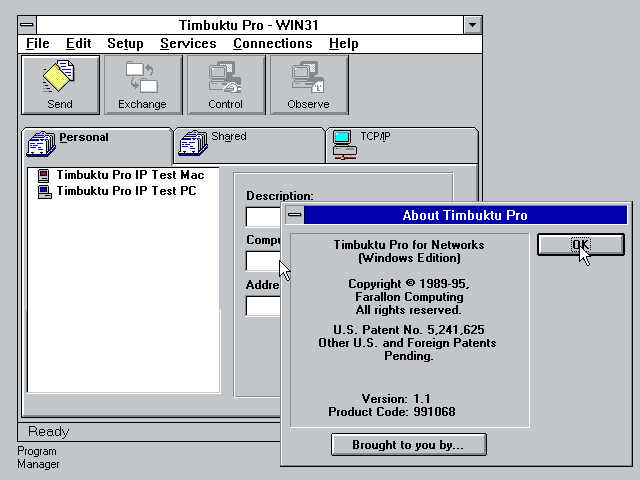 Timbuktu Pro for Windows - About