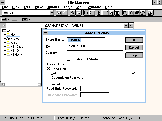 Microsoft Windows 3.11 FWG - File Sharing