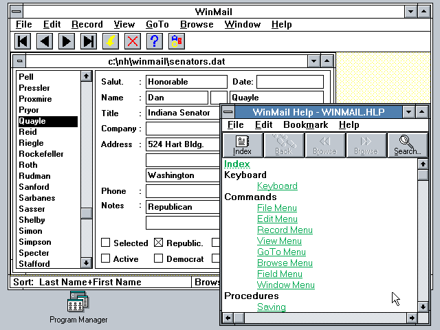 WizardWorks WinMail 1.1 - Help