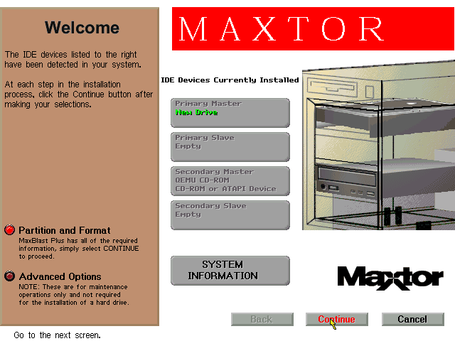 Max-Blast Plus 1.1 - Menu