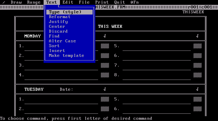FormWorx 2.56 for DOS - Edit