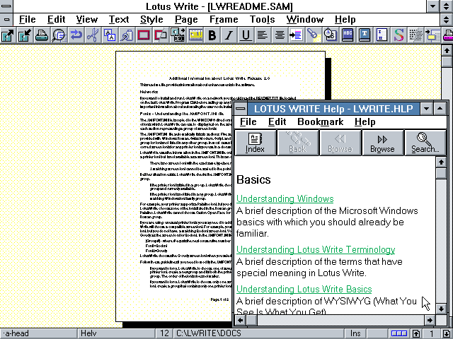Lotus Write 2.0 - Help