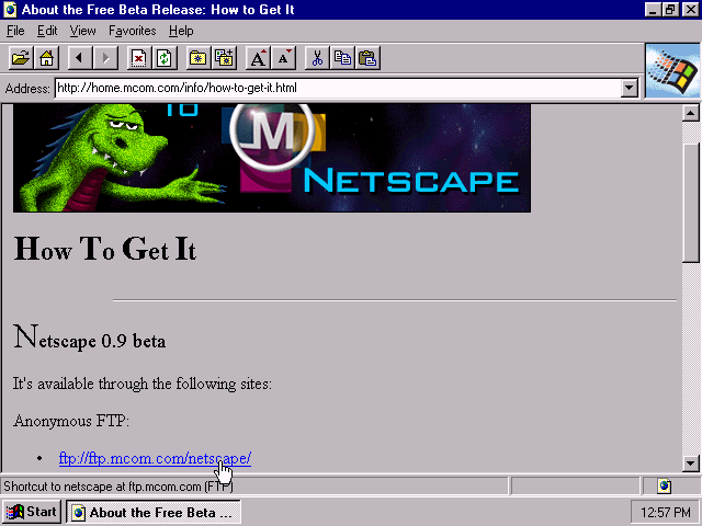 Microsoft Internet Explorer 1.0 - Download Netscape