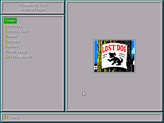 PrintMaster Gold 1.00 - Menu