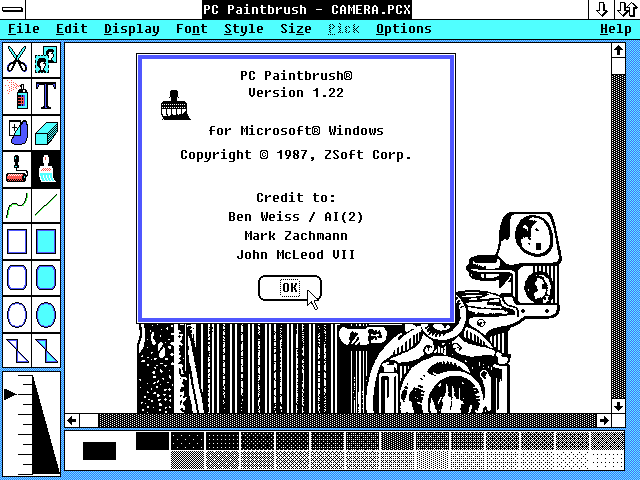 PC Paintbrush 1.22 for Windows - About